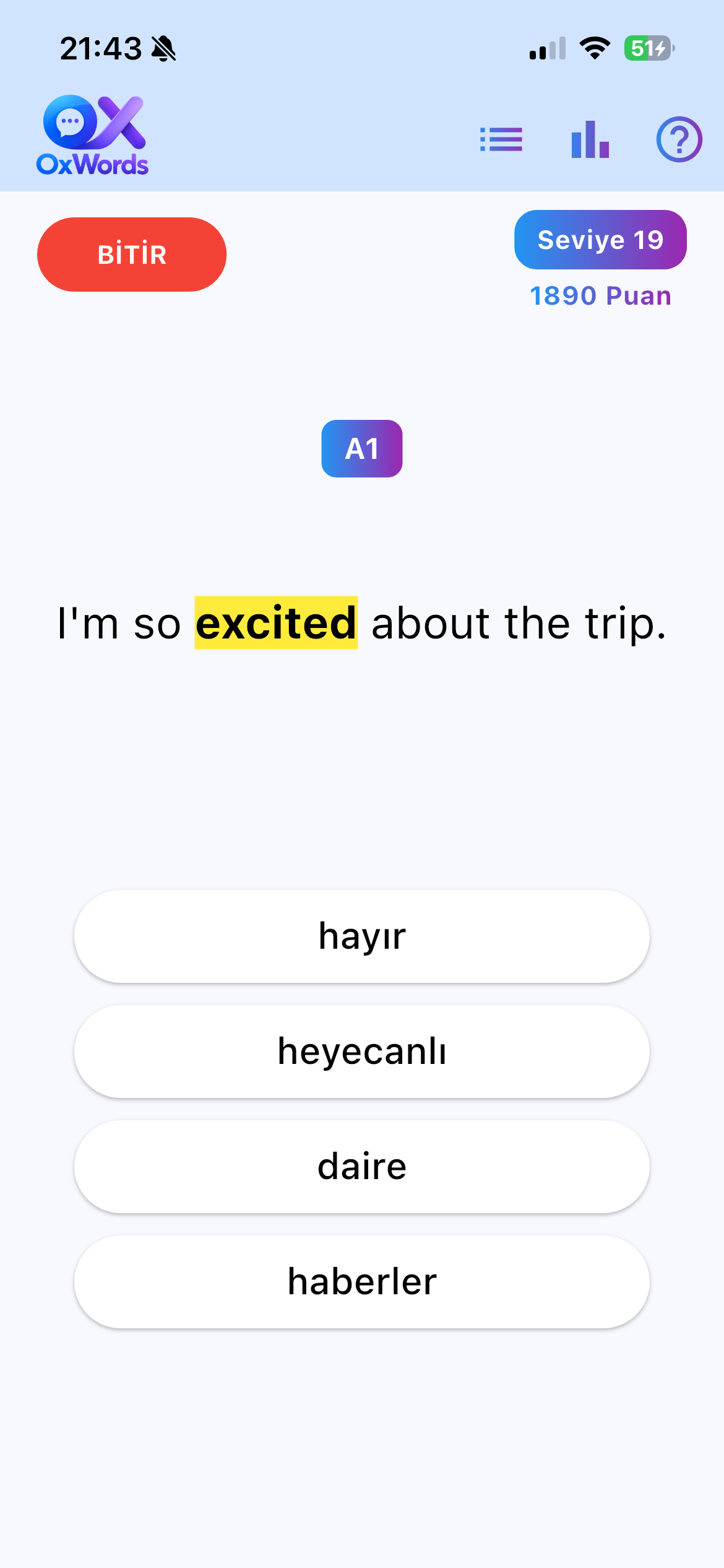 OxWords oyun ekranı