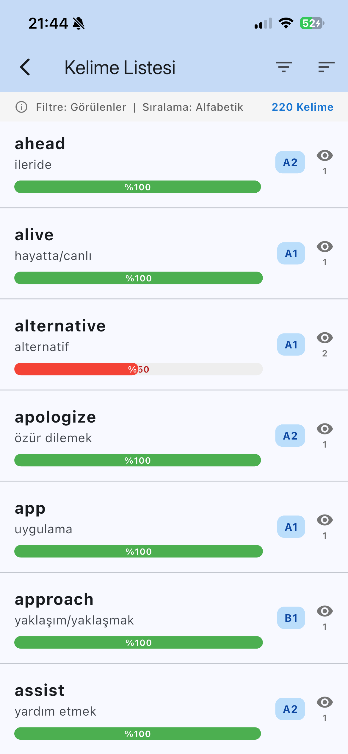 OxWords kelime listesi